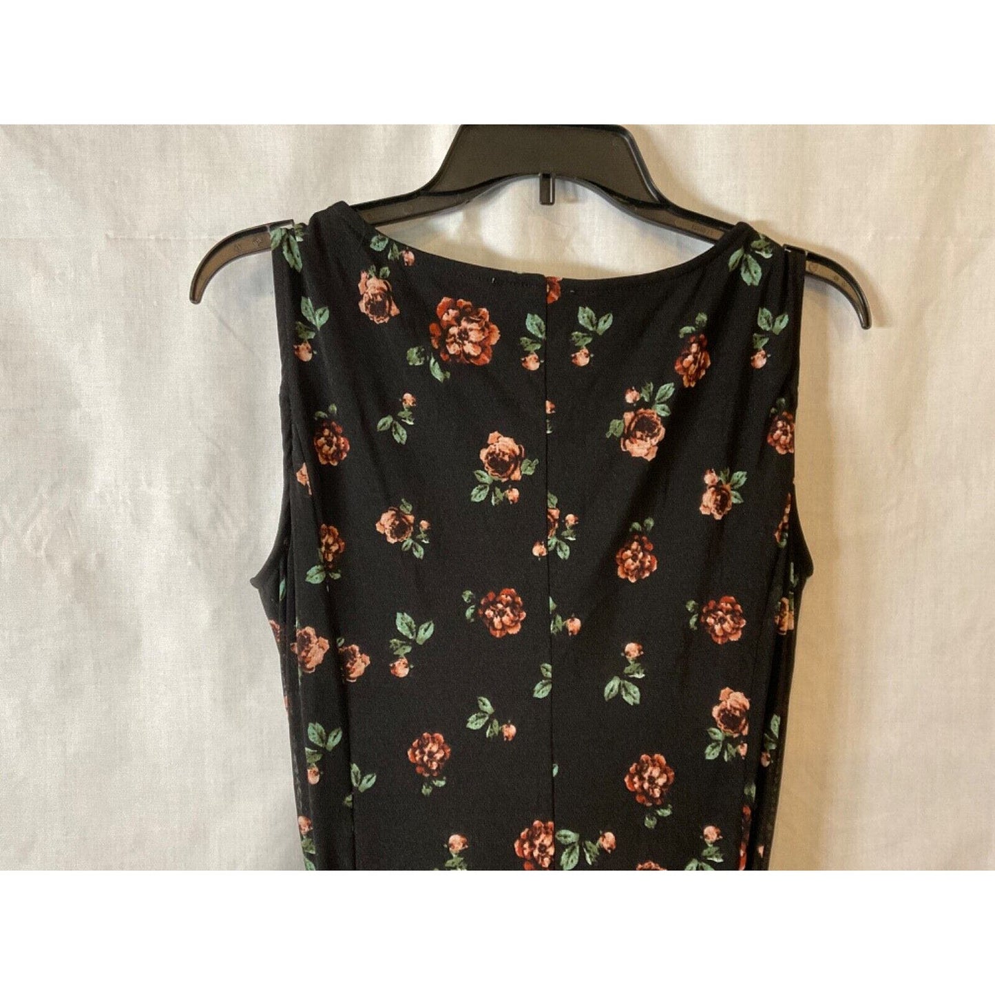 HAANI Petite Sleeveless Maxi Dress PL Black Floral Ribbon Waist Pullover