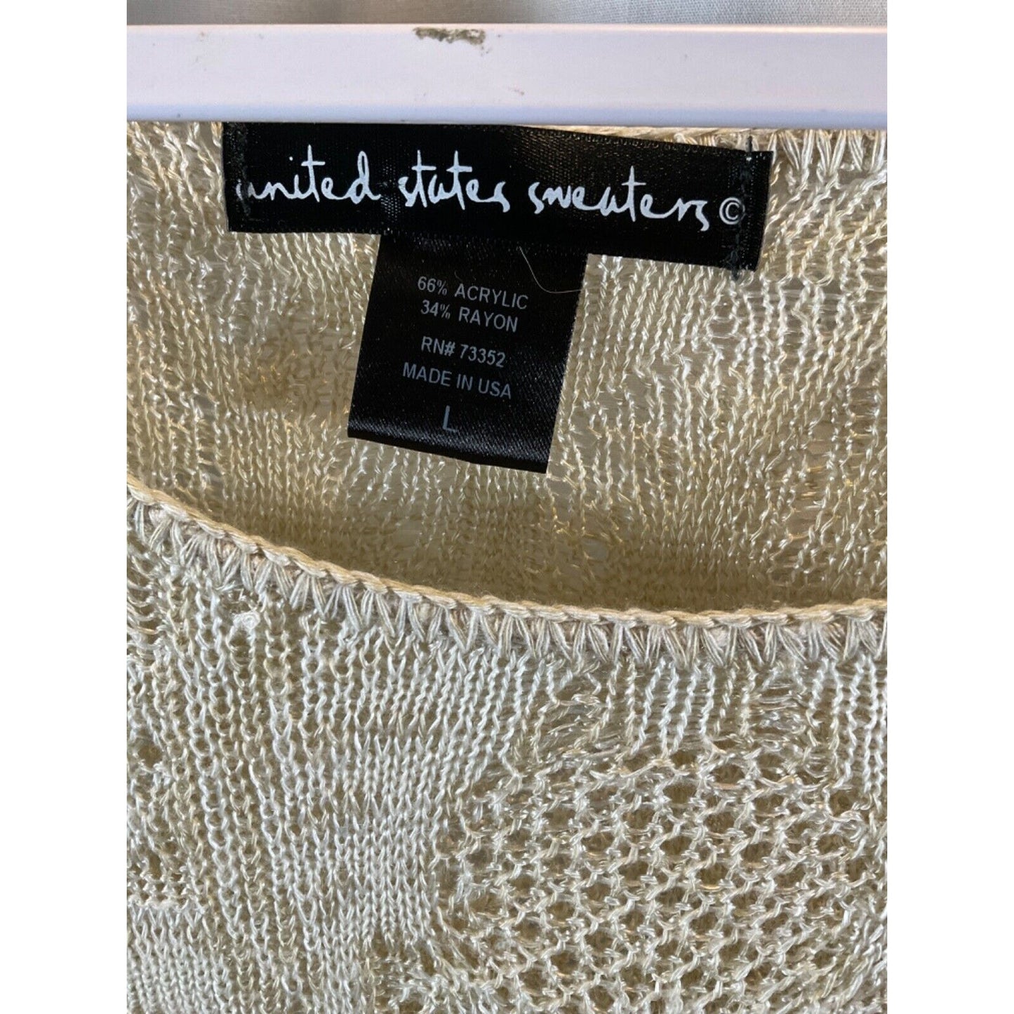 United States Sweaters Women's L Loose Knit Sweater - Tan, Small Flaw, Acrylic/R