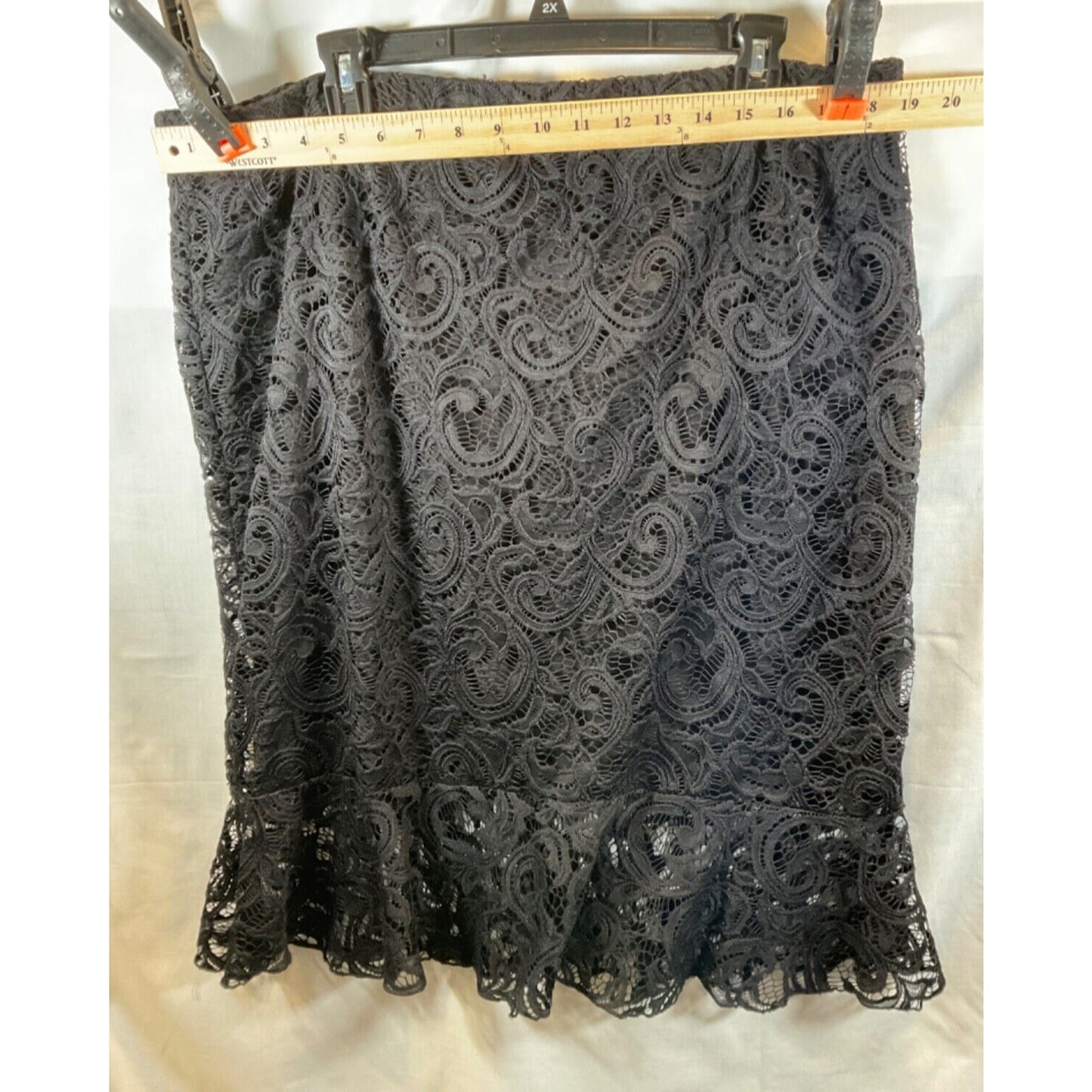 Ashley Blue Black Romactic Lined Lace Skirt  3XL Made in USA Vintage Maxi Skirt