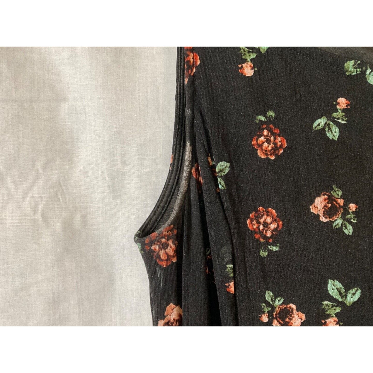 HAANI Petite Sleeveless Maxi Dress PL Black Floral Ribbon Waist Pullover