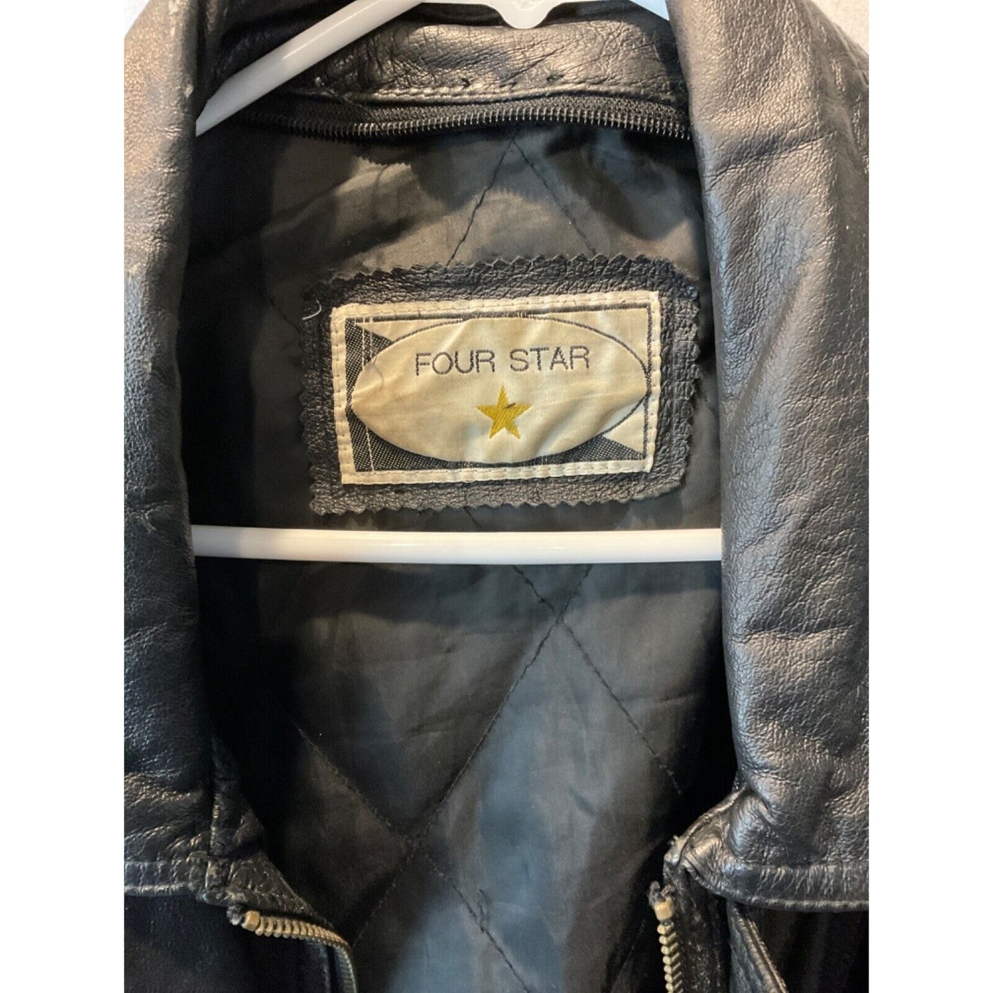 Four Star XL Men's Genuine Leather Jacket, Good Condition with Vintage Wear