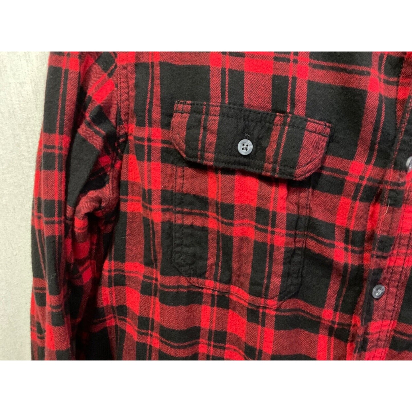 Men's GEORGE Large (42-44) Red Plaid Flannel Long Sleeve Button Down COLLAR