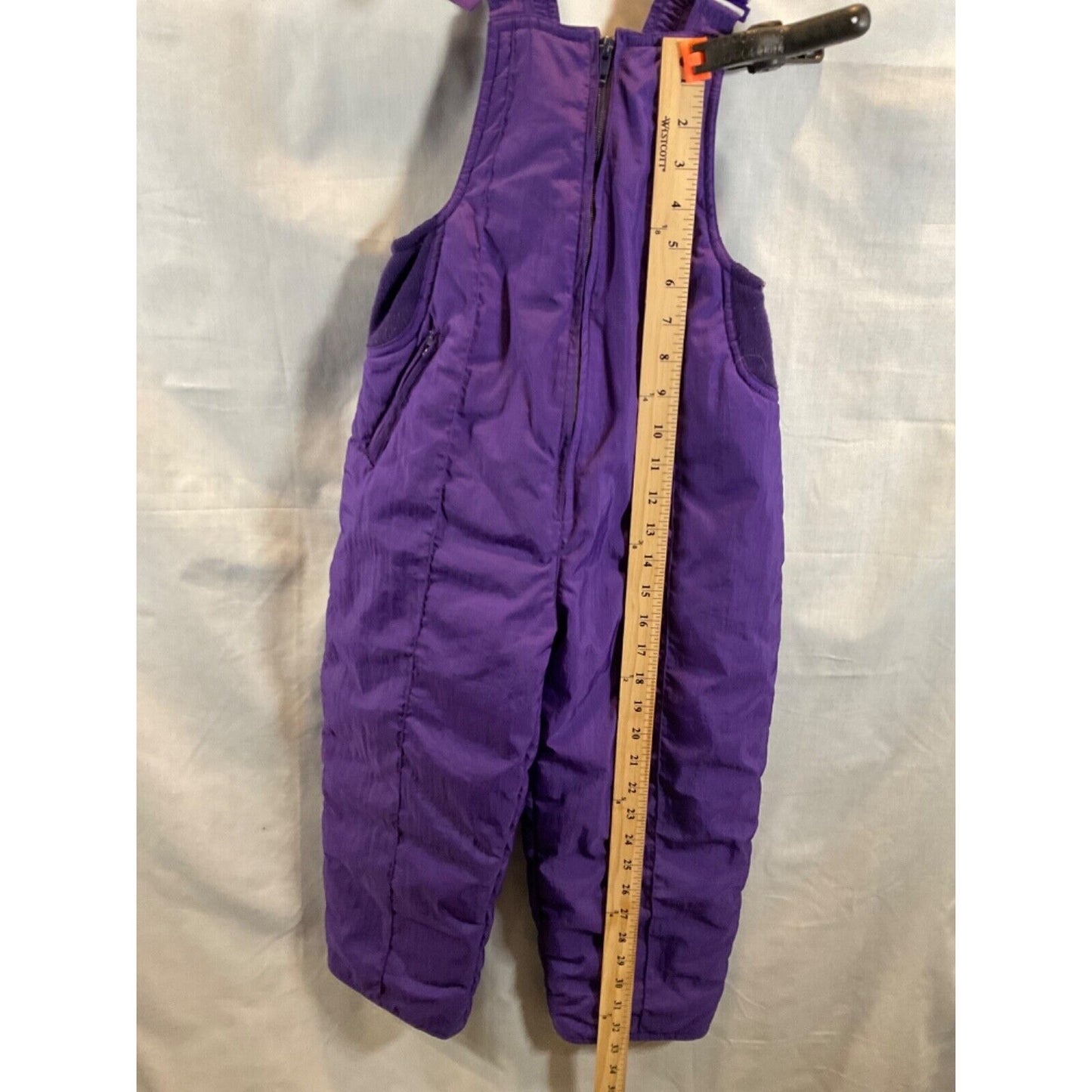 New Moves Girls Purple Snowsuit Bibs Size 6 Front Zip Pockets ADJUSTABLE STRAPS