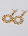 Gold Dangle Earrings with Rhinestones